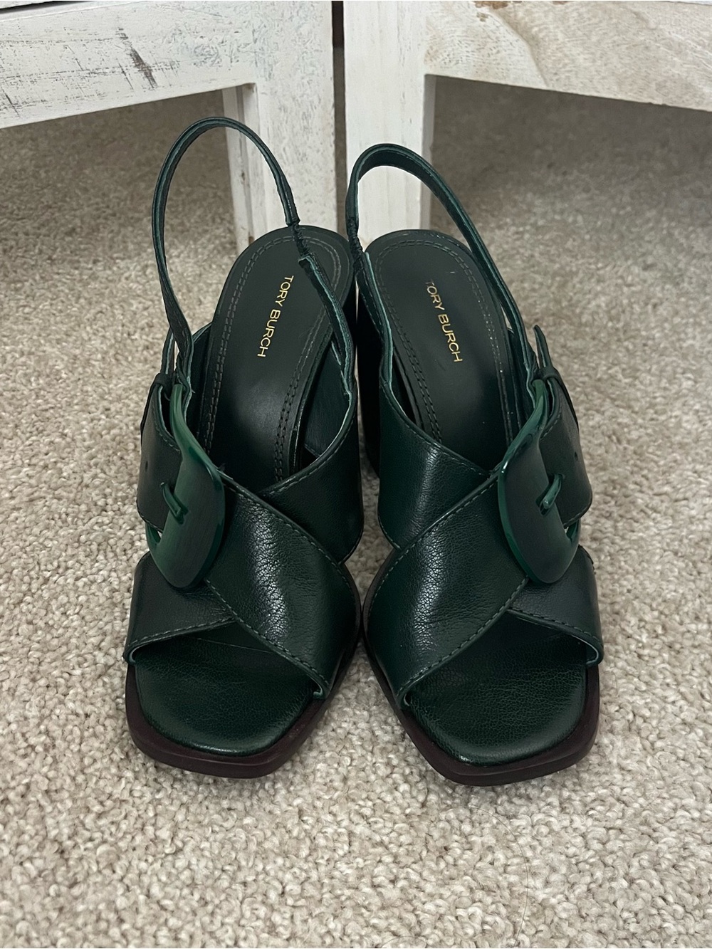 Tory Burch Banana Heel Sandal Green - Picture 2 of 8